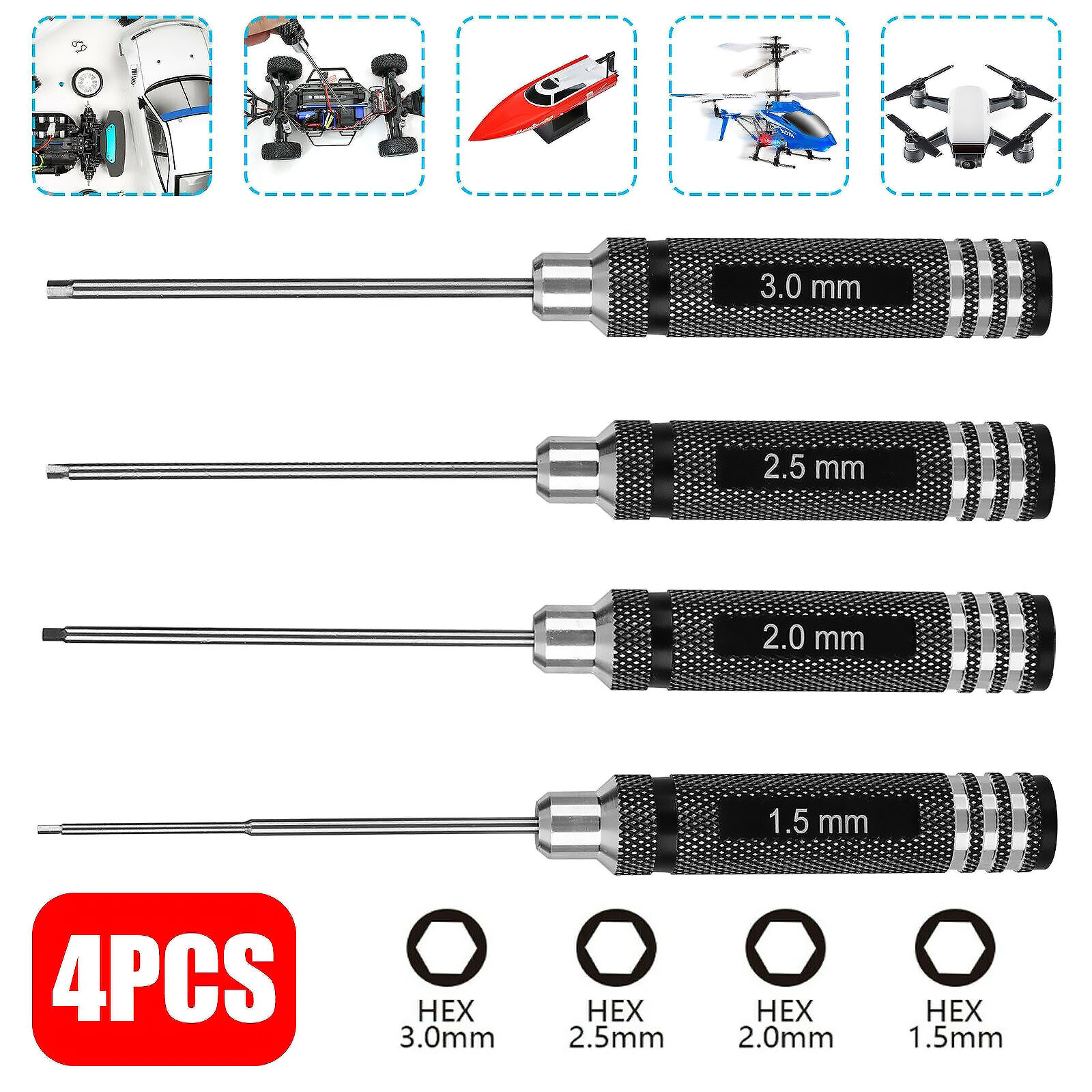 Rc Helicopter Tool Kit - 4개/세트 RC 도구 육각 너트 드라이버
