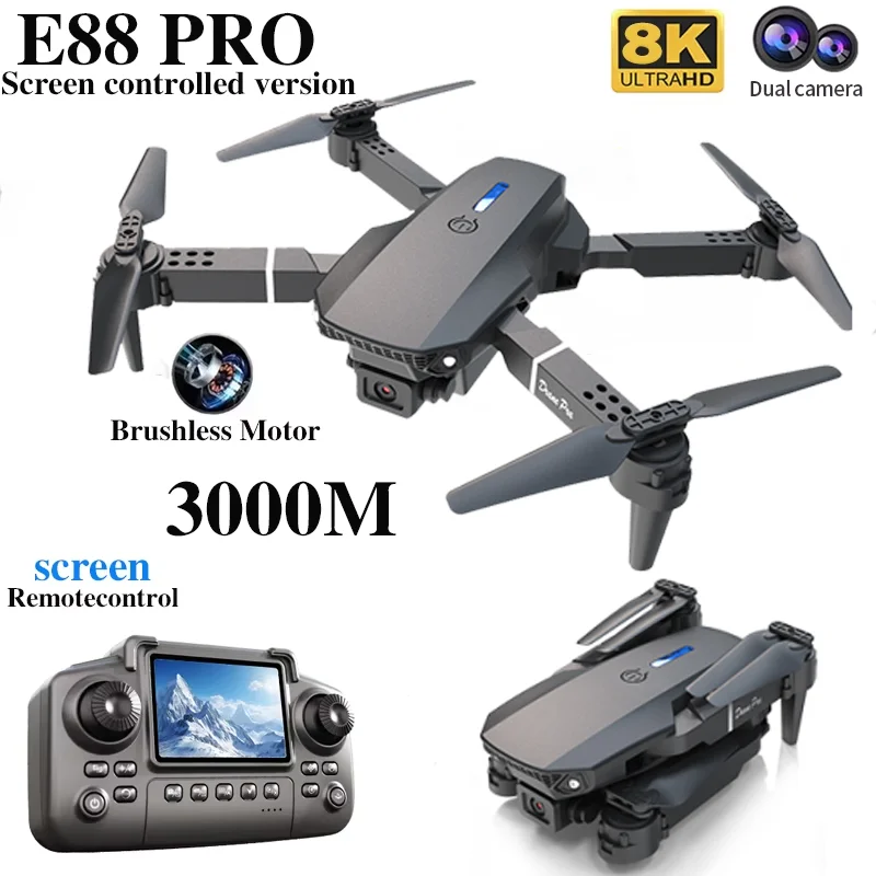 전문가용 E88 PRO 드론, 화면 탑재 8K HD 카 - Rc Helicopter Case 리뷰 및 가격